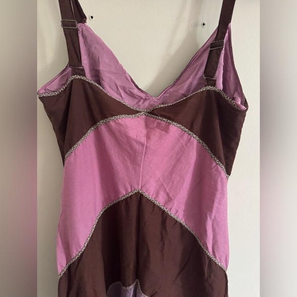 BCBG Maxazria Color Block Purple Brown Sleeveless Midi Dress Size 8 - Picture 6 of 13